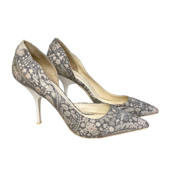 Dkny Shoes - DKNY Women's Gray Paisley Print Pointed Toe High Stiletto Heel Sandal Size 8